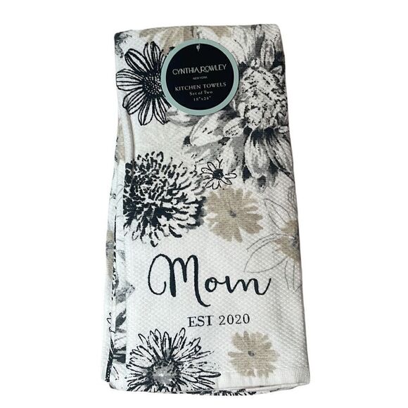 Cynthia Rowley Mom Established 2020 Kitchen Towels. Set of Two. - Picture 1 of 4